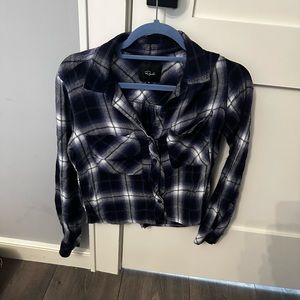 Rails XS Cropped Navy Plaid